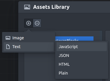 Adding a text/javascript asset